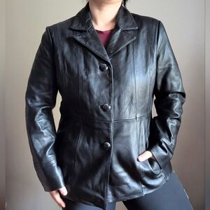 Wilson's Genuine Leather Black Button Up Thinsulate Jacket Size XL